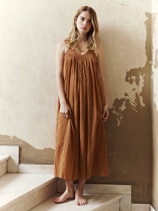 Cognac Eleni Dress