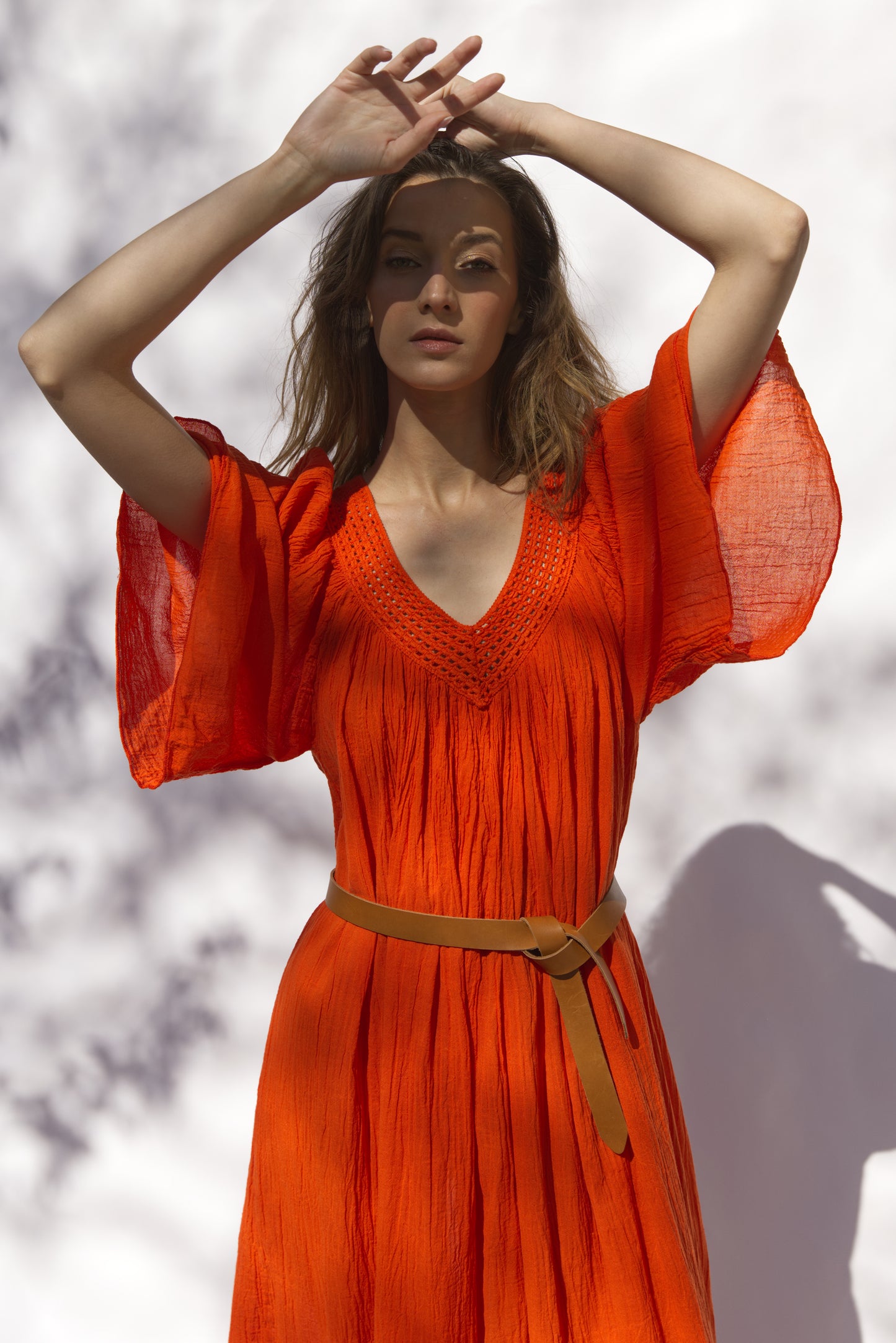 Mandarin Red with sleeves
