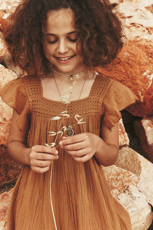 Cognac Despi Kids Dress